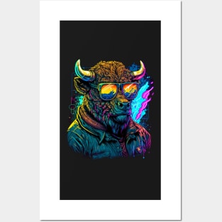 Retrowave Bison Posters and Art